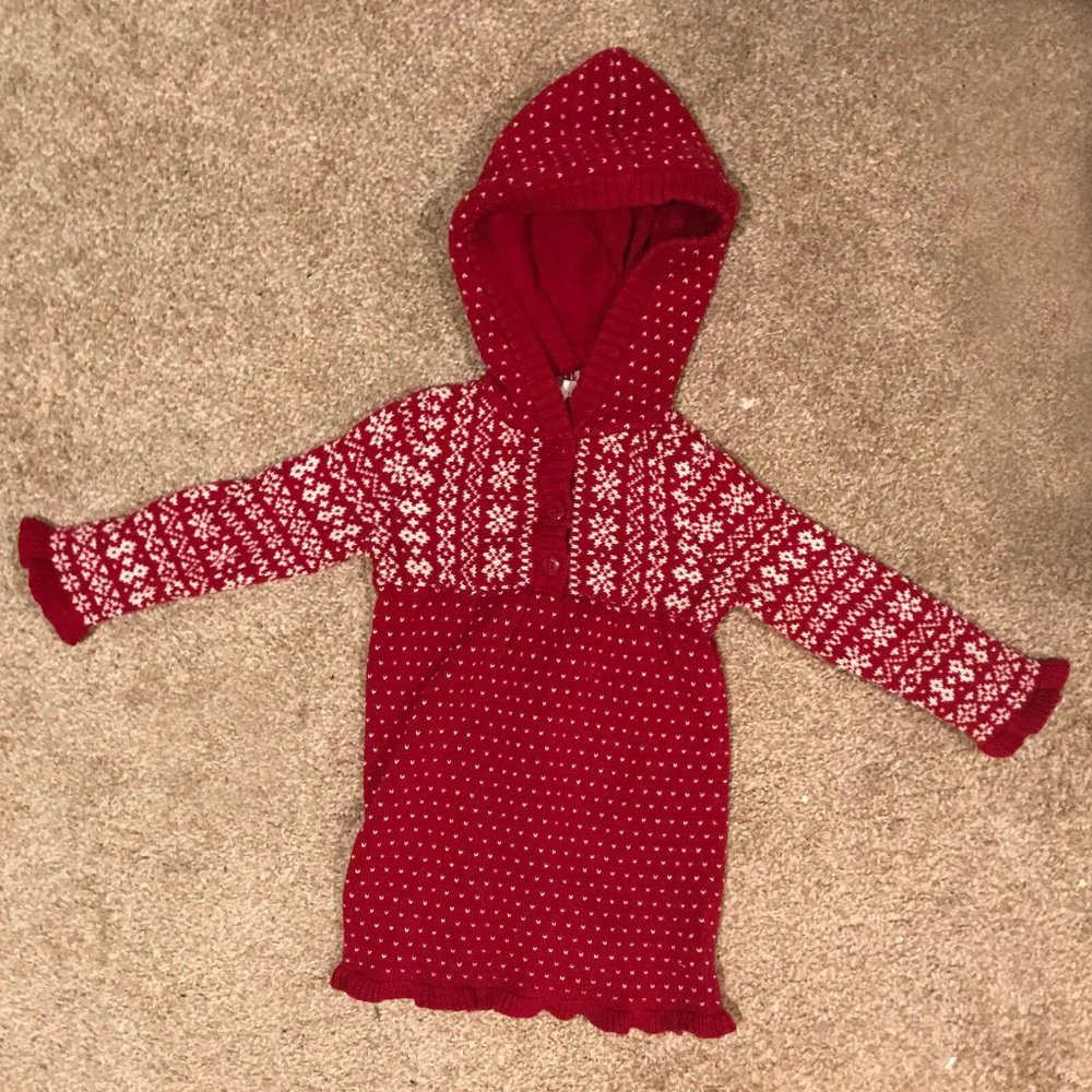 Maggie And Zoe Girls Red Hooded Sweater Dress - 18m